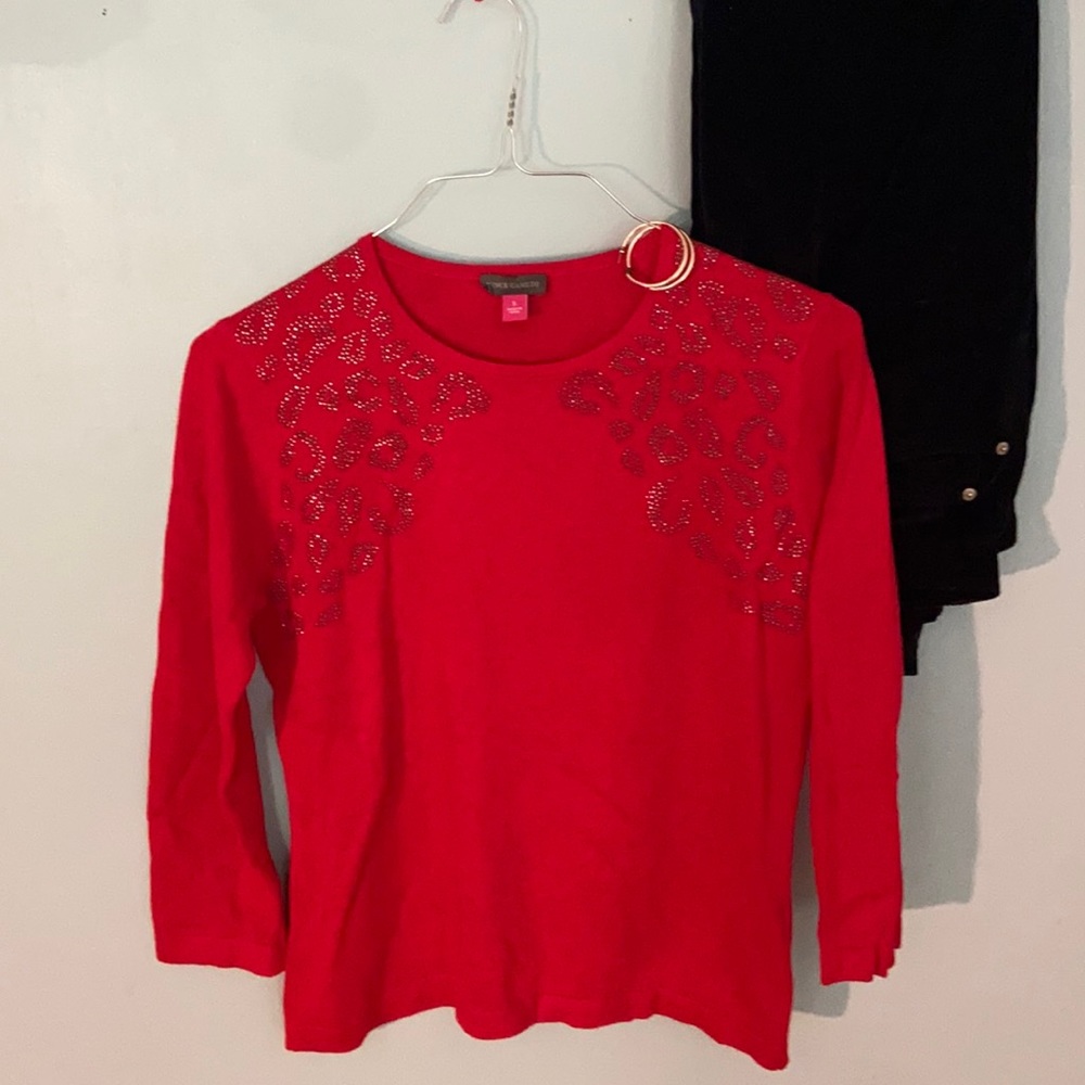 Small Red Vince Camuto Scoop Neck Sweater
